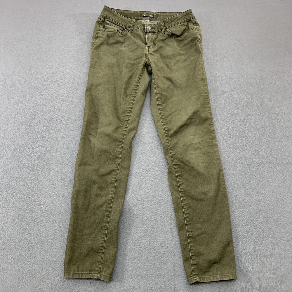 PrAna Jeans Womens 6/28 Green Medium Wash Slim Tapered Mid Rise Stretch Denim